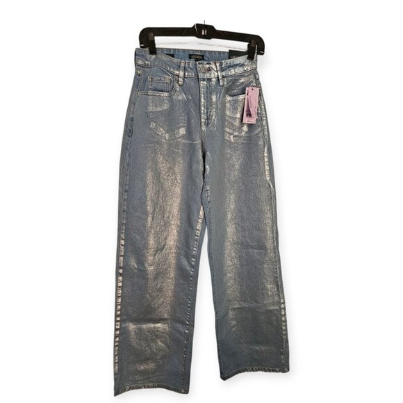 Wild Fable Metallic Brushed High Rise baggy Jean Size 2 NWT - Picture 1 of 5